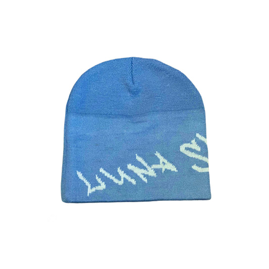 LUNA BEANIE - BLÅ/HVID